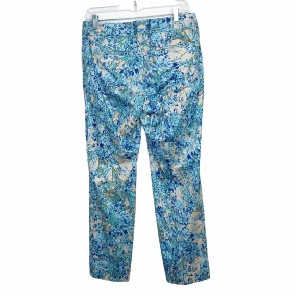 Talbots Blue Beige Floral Ankle Dress Pants - Picture 2 of 7